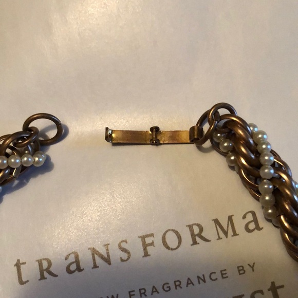 VTG brass & pearl braided choker necklace 1960’s - Picture 4 of 8